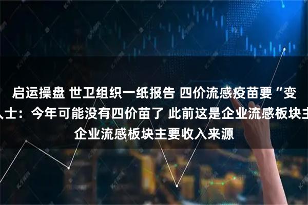 启运操盘 世卫组织一纸报告 四价流感疫苗要“变天”？业内人士：今年可能没有四价苗了 此前这是企业流感板块主要收入来源